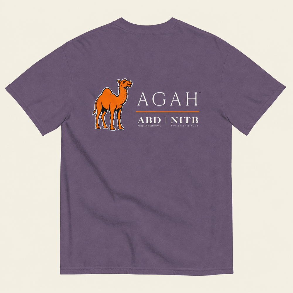 Grape tee back with off-white background