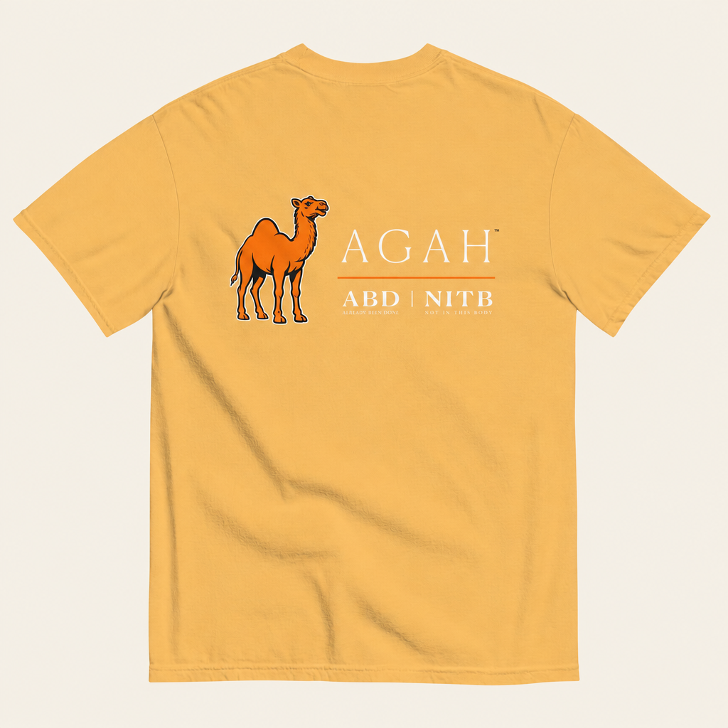 Mustard tee back with off-white background